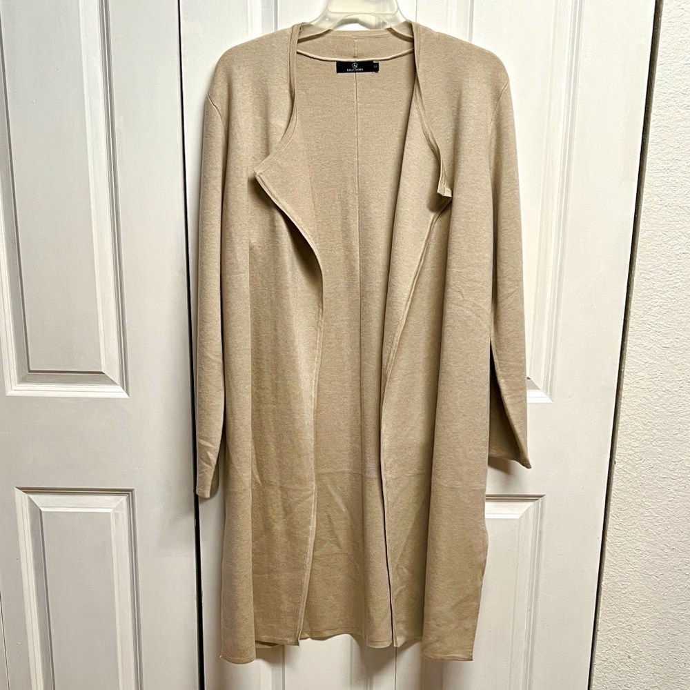 Lillusory Elegant Beige Longline Open Cardigan Size S